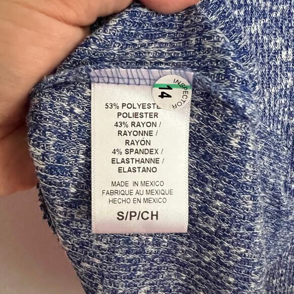 New Bobeau Blue Knit Blouse V-Neck Pullover Short Flutter Sleeve Sz S - Picture 5 of 6